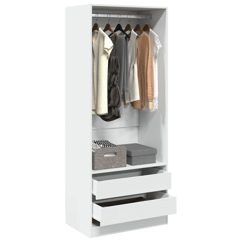 Aseante Manufactured Wood Wardrobe, 80 x 50 x 200 cm, White