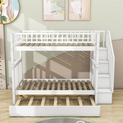 Hasen Twin over Twin Standard Bunk Bed with Trundle by Harriet Bee