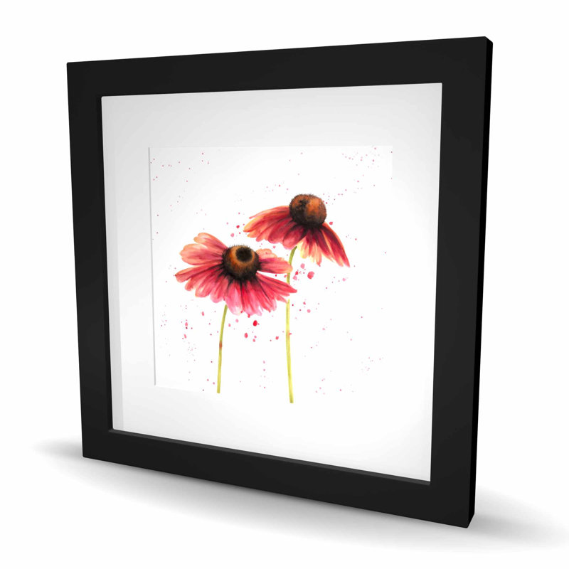 Deux marguerites roses - reproduction encadrée pour la décoration intérieure, Noir