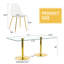 Ensemble table et chaises 8 places : table en verre trempé de 180 x 90 cm, chaises en plastique transparent avec pattes en métal doré, montage facile, design gain de place.