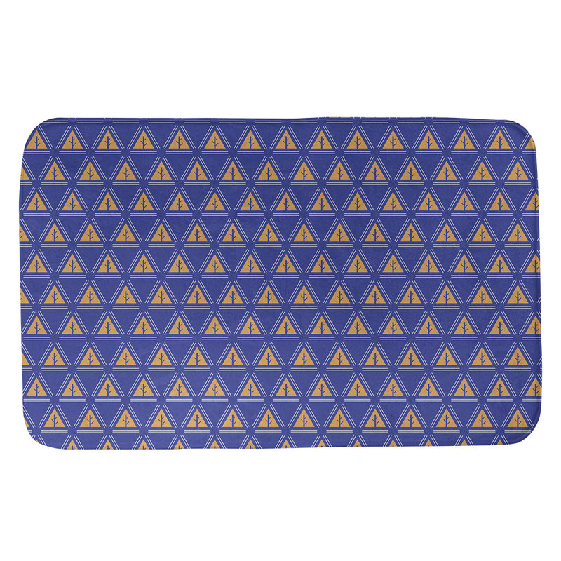 Barbra Memory Foam Non-Slip Bath Rug, 17" W x 24" L, Blue/Orange