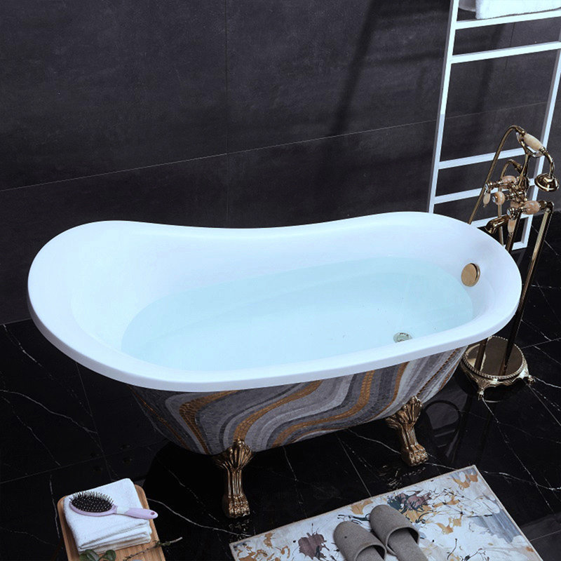 Baignoire de trempage autoportante en acrylique sur pieds Vintage, H 30,71 po x l 59,06 po x P 29,53 po