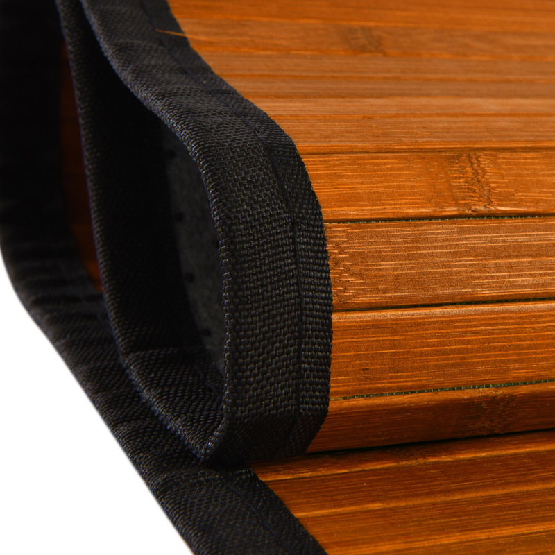 Trinidad Bamboo Slat/Seagrass Area Rug in Vintage Orange/Black, Round 7'