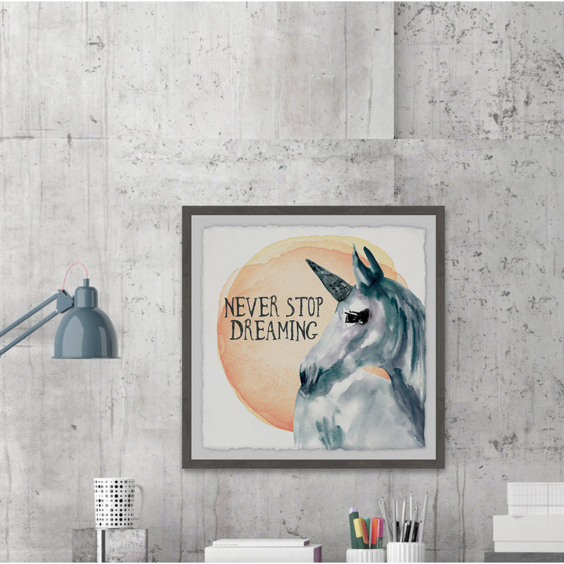 «Never Stop Dreaming», reproduction encadrée, H 18 po x l 18 po x P 1,5 po, Encadré gris