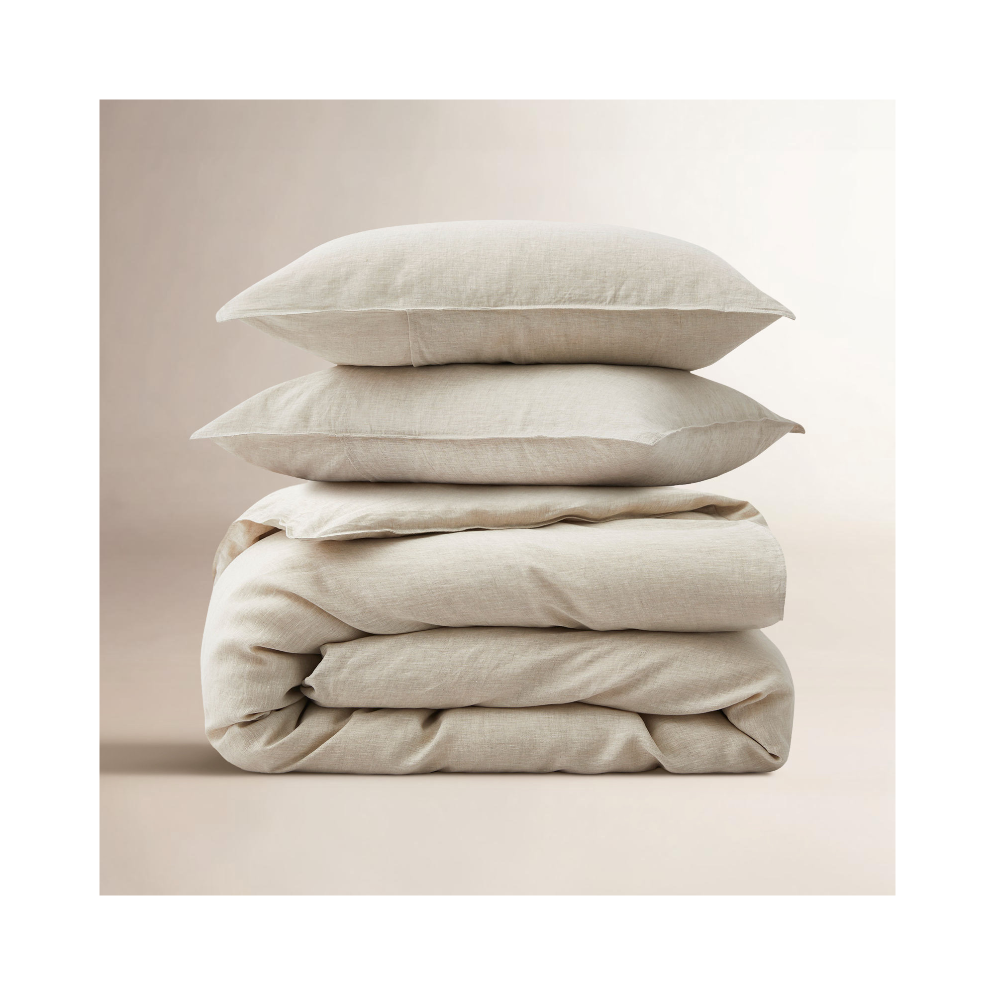 Boseman Linen Blend Duvet Cover Set, Beige, Queen Duvet Cover + 2 Standard Pillowcases