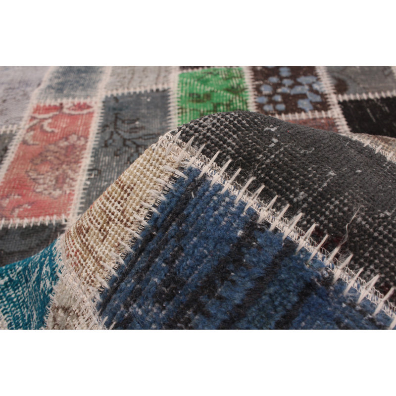 Tapis de couloir en laine de conception unique noué à la main New Age de 3 pi 1 po x 10 pi Tapis décoratif en gris/turquoise/brun