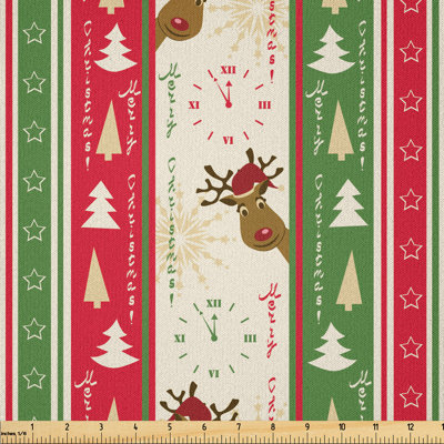 Alpcan Deer Pines Borders Fabric