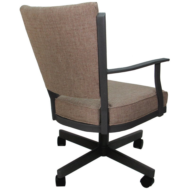 Danyael Metal Dining Caster Chair with Arms, Basin Beige, Gray