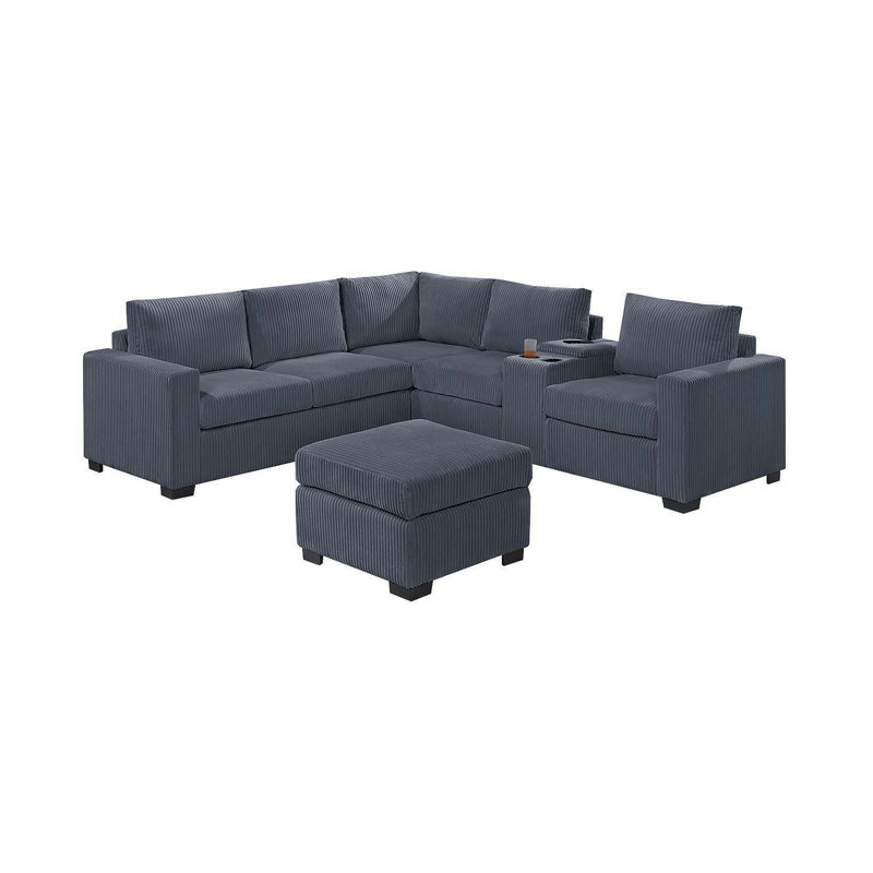 Ensemble de canapé-lit modulaire moderne et fonctionnel en velours côtelé gris foncé, Gris foncé