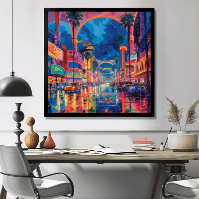 Pink Blue Vegas Vibes Casinos I - Casinos / Race Tracks Wall Art