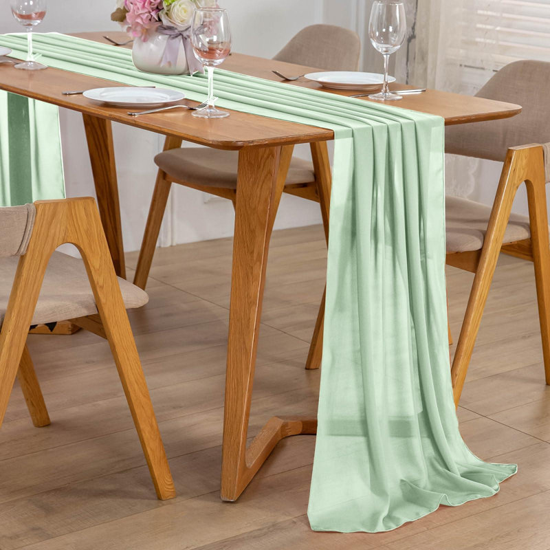 Chemin de table en mousseline de soie, Sage Green