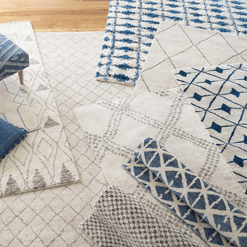 Kenitra Indigo Hand Knotted Wool Rug, Rectangle 2' x 3'