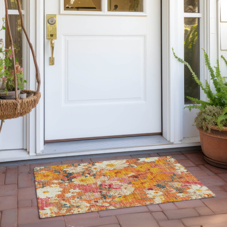 Machine Washable Indoor/Outdoor Claudian ACN1510 Orange Rug