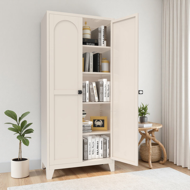 Armoire de porte Shapely avec serrure, armoire de rangement en métal avec portes et tablettes réglables, pour la cuisine, la chambre à coucher, le salon