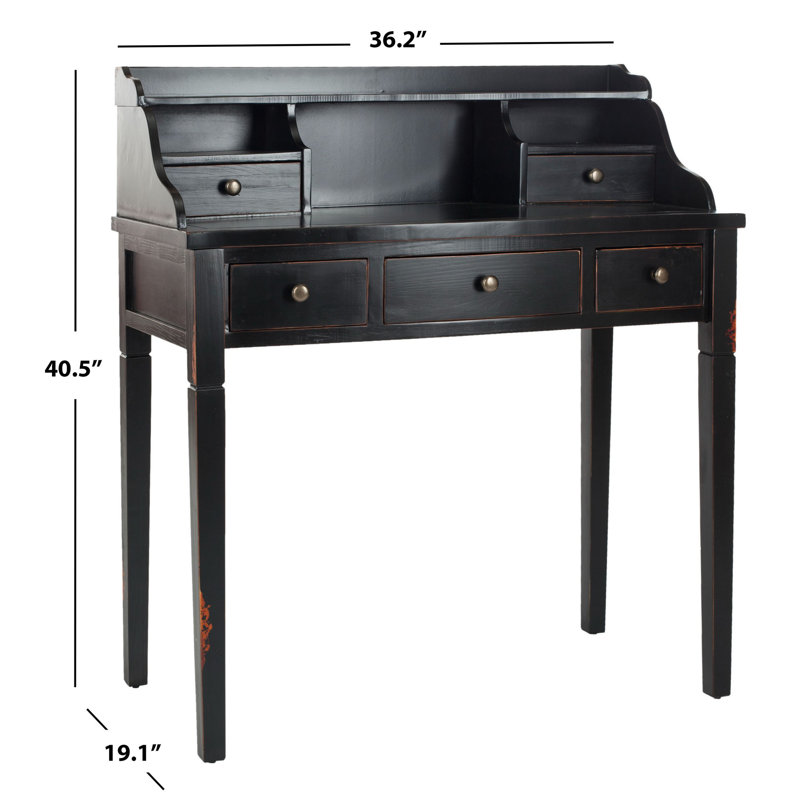 Bureau d'écriture avec huche de rangement Modern Paignt - Structure en bois massif, tablettes et casiers pour la maison, le bureau