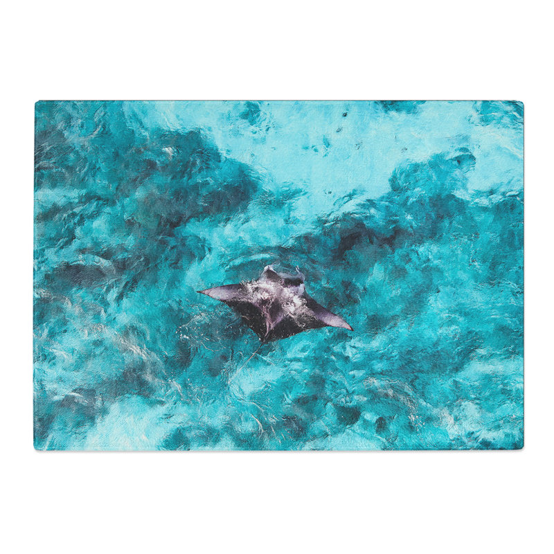 Manta Ray Painting Chopping Board, 0.4cm H x 20cm W x 28.5cm L