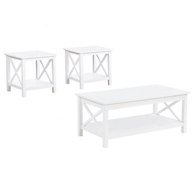 White 3-piece Lift-Top Coffee Table Set