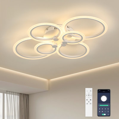 Plafonnier encastré moderne à DEL 6 lumières avec télécommande à intensité variable Deontee pour salon de chambre à coucher