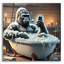 «Gorilla In Bathaign» par Rey Klimt, art mural en verre acrylique-269312066