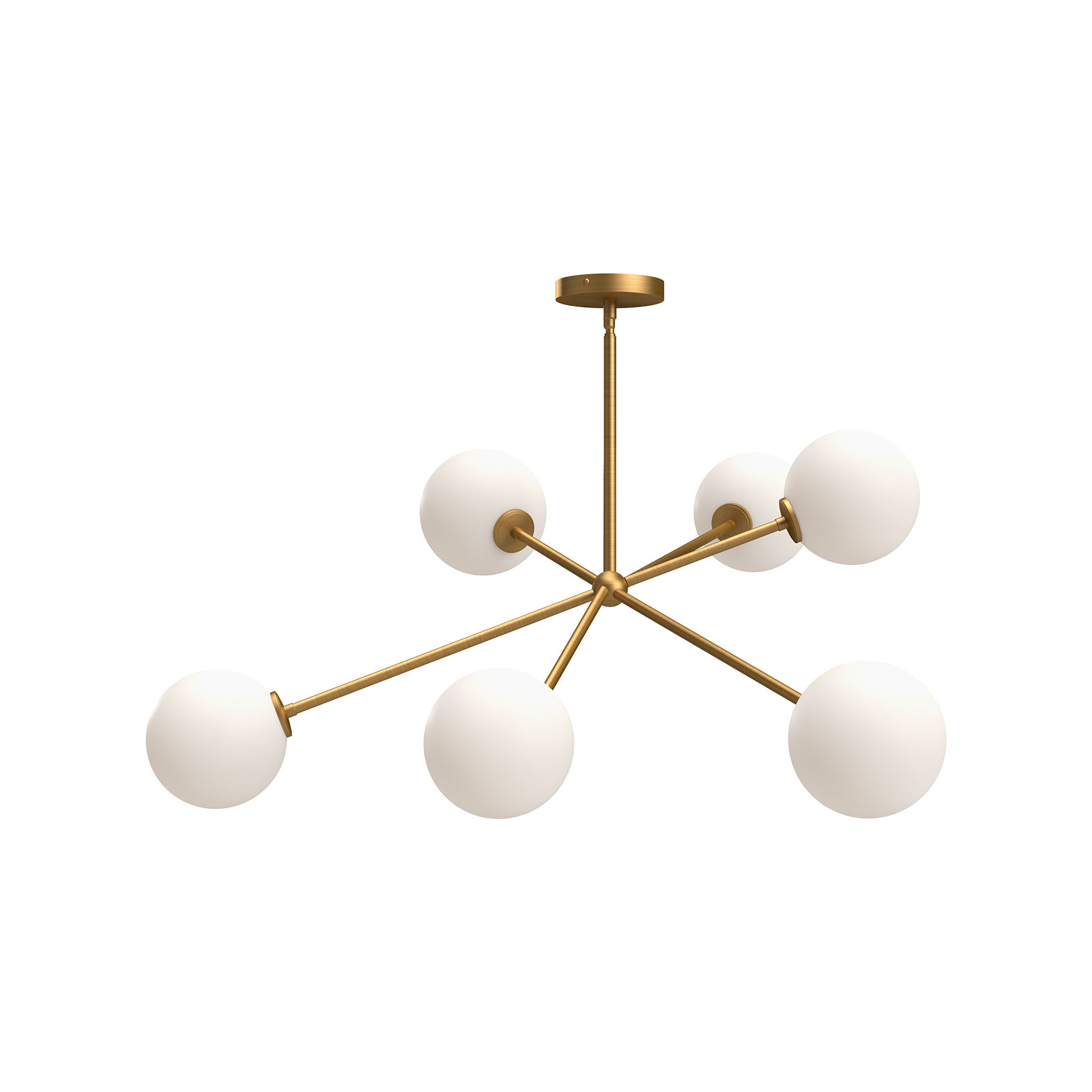 Luanda 6-Light Sputnik Modern Linear Chandelier , Aged Gold