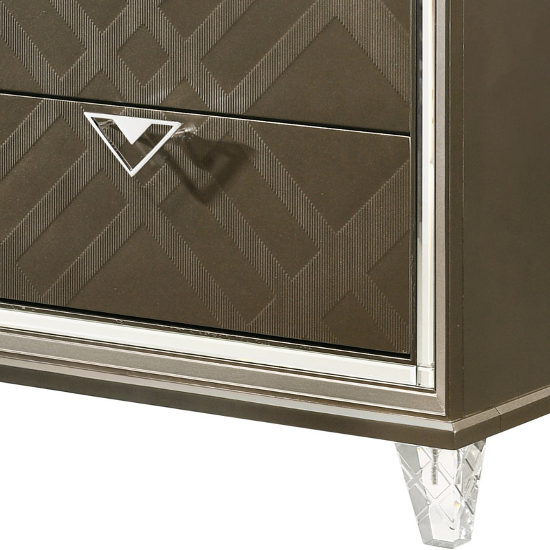 Table de chevet champagne foncé avec matériaux de qualité plancher de 4 po
