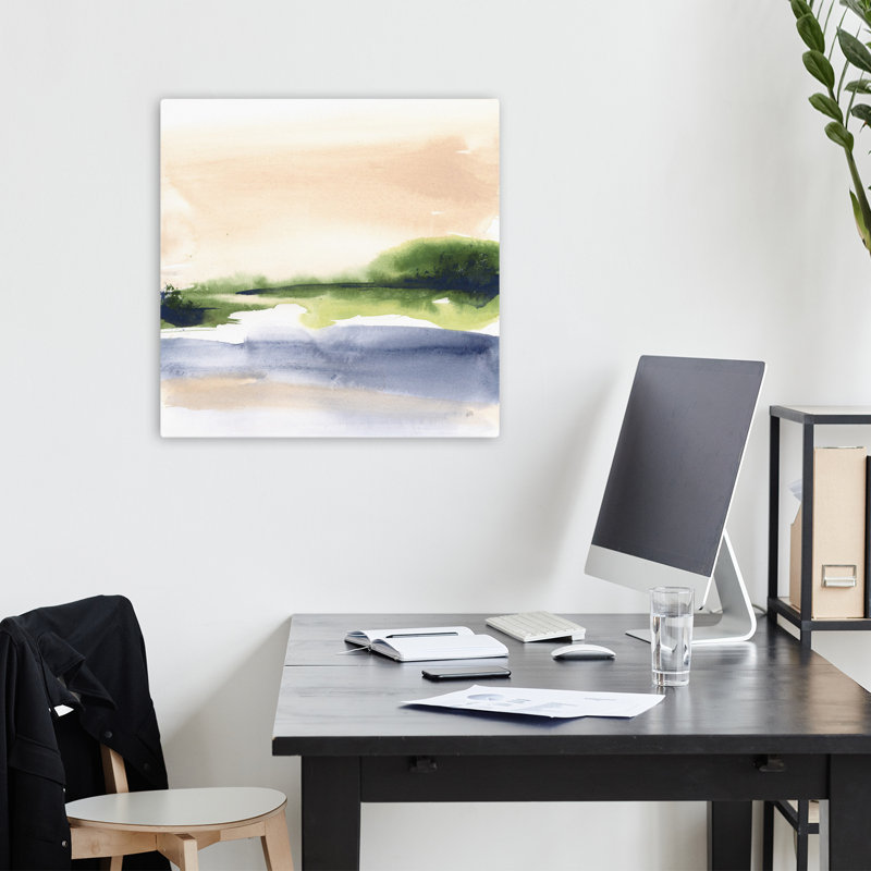 Pond View Ii, art abstrait contemporain, H 18 po x l 18 po