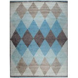 Multicolor Hand-Knotted Wool Diamond Cascade Geometric Modern Contemporary Carpet Rug
