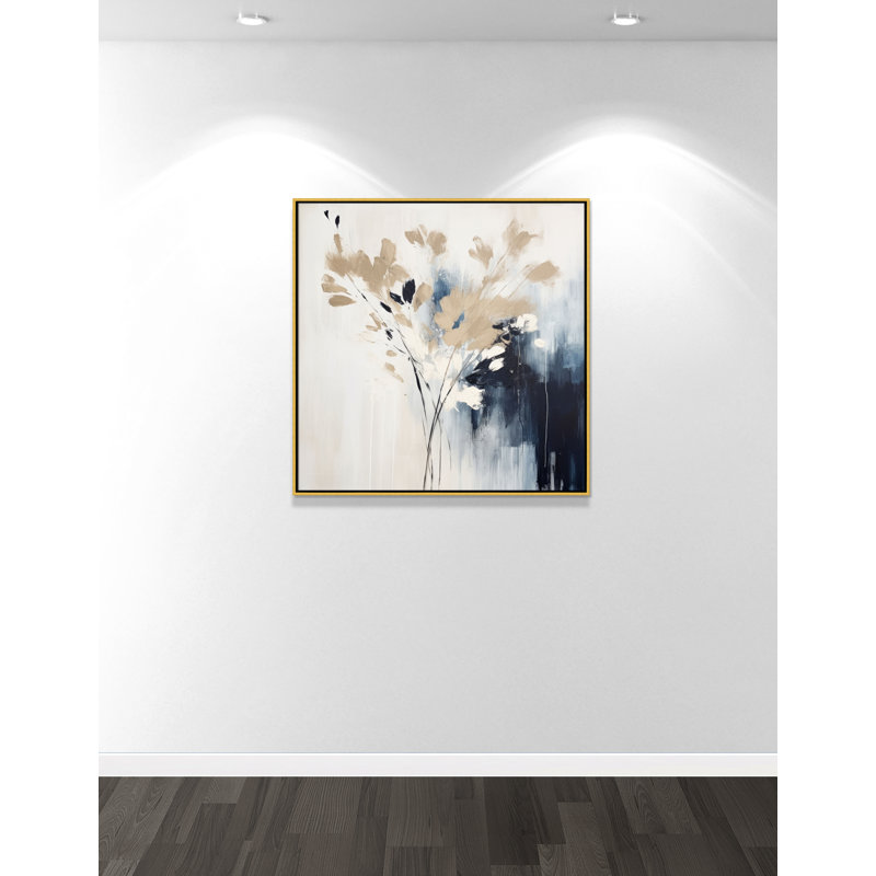 «Bliue Earthly Neutralité II» par Irena Orlov, 37.5'' W x 37.5'' H, Toile avec cadre, Flotteur doré