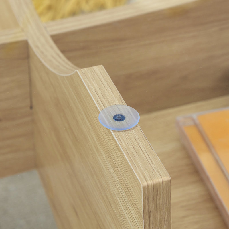 Table basse ovale en verre trempé, Bois naturel