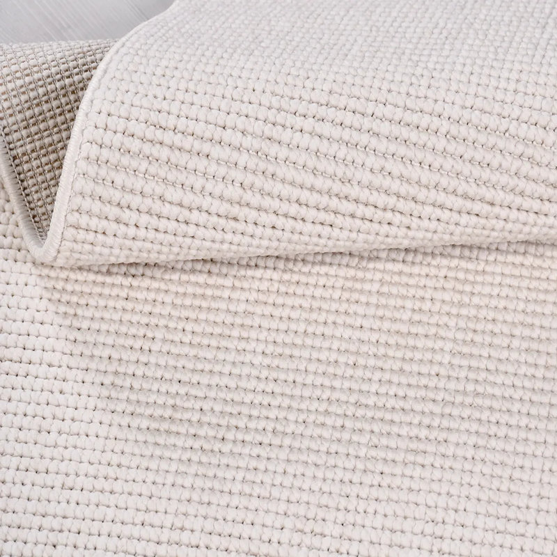 Tapis blanc en polyester antidérapant Echevarria résistant aux taches et facile à nettoyer, 6,5 pi x 9,5 pi