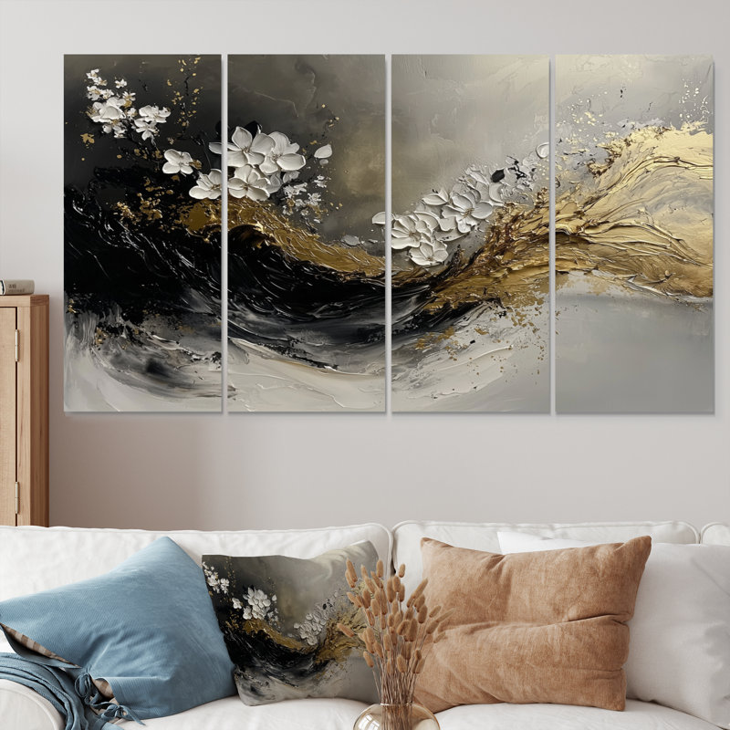 Everett - impression murale abstraite - art mural moderne, 4, H 28 po x l 48 po