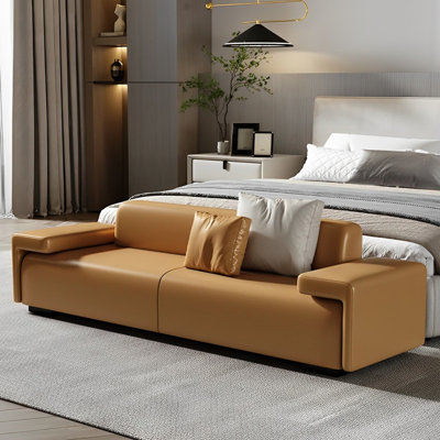 Banc rembourré simple en cuir