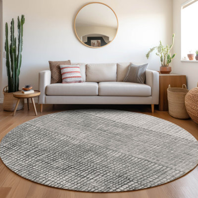 Machine Washable Indoor/Outdoor Xhevrie Gray Rug