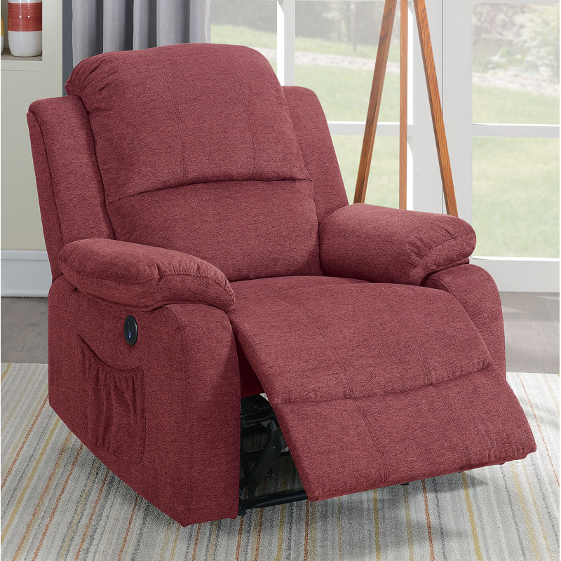 Mahan Upholstered Power Recliner, Paprika Red