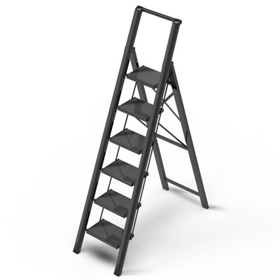 6 Step Ladder Lightweight Aluminum Folding Step Stool