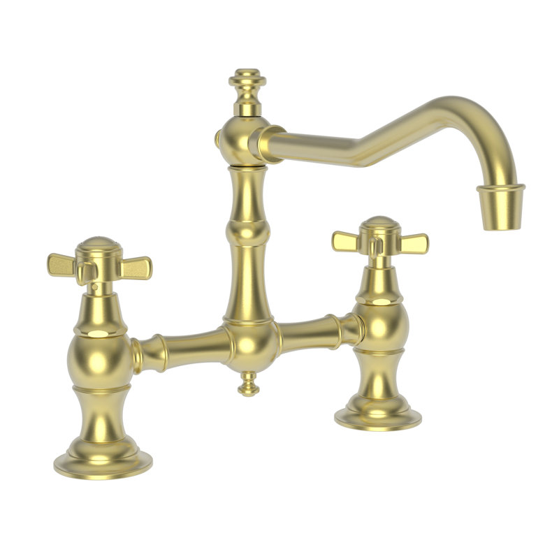 Fairfield Kitchen Bridge Faucet, Satin Brass