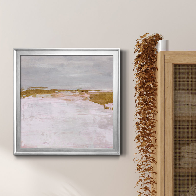 Toile encadrée de qualité supérieure Magenta Skyline II - prête à être accrochée, Toile avec cadre argenté, Pas de tapis