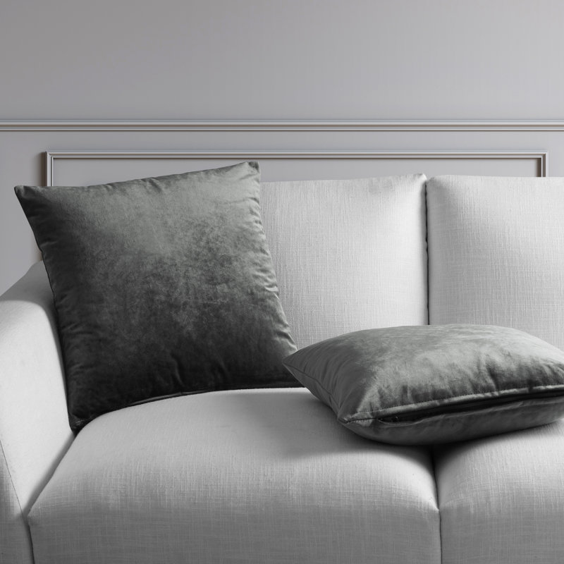 Heritage Plush Velvet Throw Pillow Covers - Decorative Pillow Covers, Pepper Gray