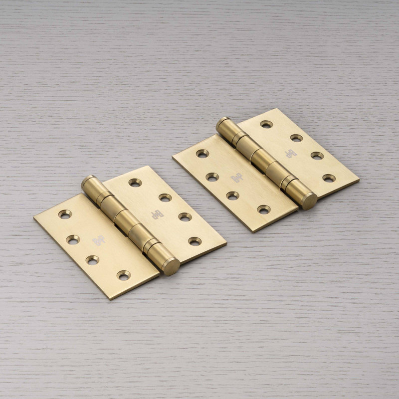 4'' x 4'' Brass Finish Solid Metal Door Hinges