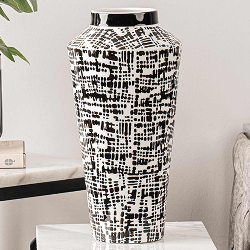 Classy Ceramic Vase for the Living Room, Patterened Vase Decor, 33cm H x 16.5cm W x 16.5cm D