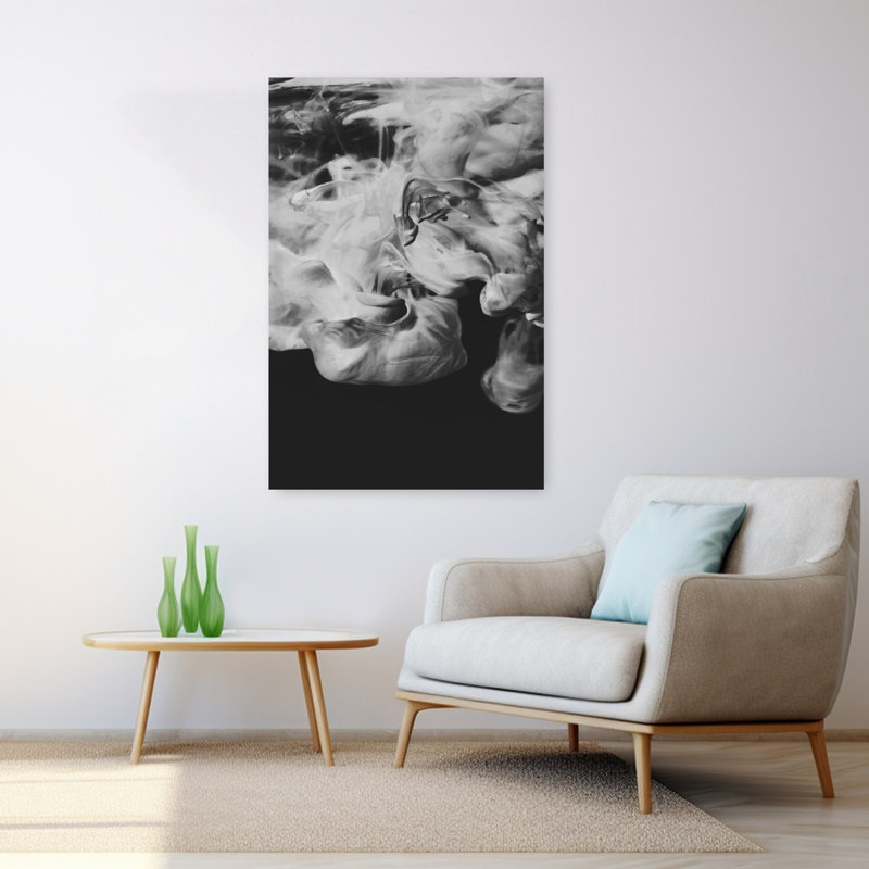 Art contemporain abstrait à l'encre noire, H 48 po x l 32 po