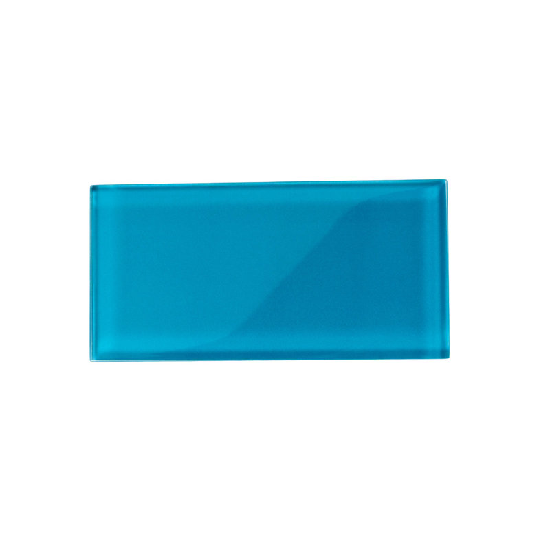 3" x 6" Glass Brick Look Wall Tile, Ocean Blue