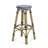 Outdoor PE Ratten And Aluminum 29.5" French Backless Barstools, Set Of 2, Navy Blue, Bamboo Print Finish-86062290