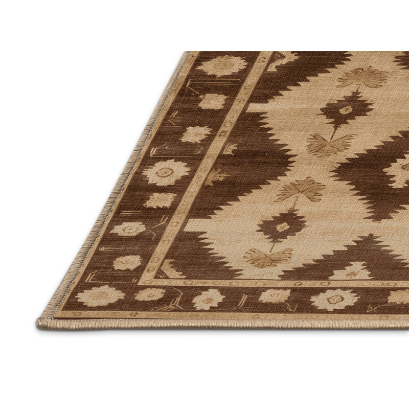 Tapis brun lavable à la machine, Rectangulaire 2 pi x 4 pi