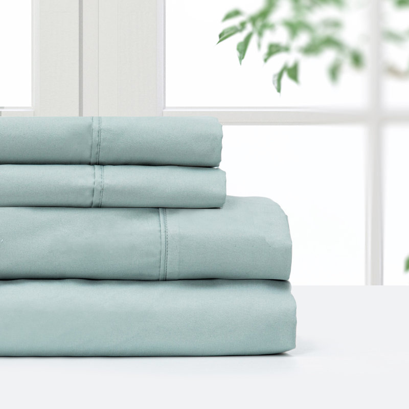 100% Polyester Solid Colour Sheet Set, Full Sheet Set + Fitted Sheet + 2 Pillowcases, Sage