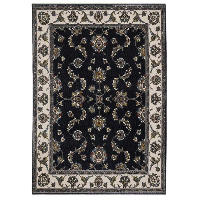 Tapis bleu marine / ivoire Sorusch, Rectangle 6 pi 7 po x 9 pi 9 po
