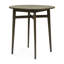 Table de bar d'extérieur en bois avec attrait rustique - plateau à lattes et structure de lattes de patio grises pour un salon contemporain