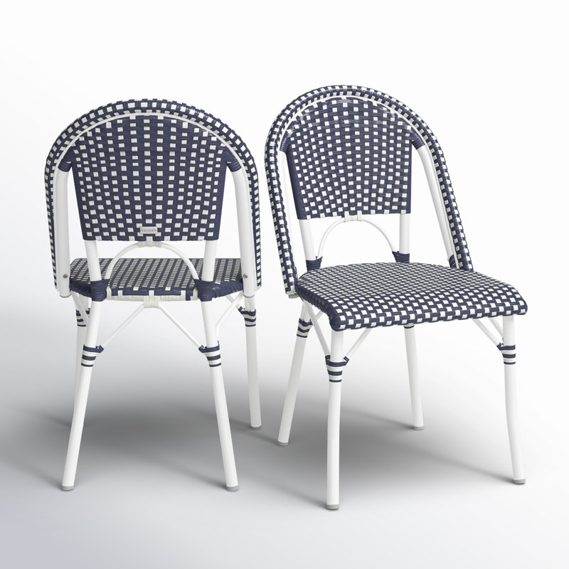 Chaise d'appoint Popplewell, Blanc / bleu marine-blanc
