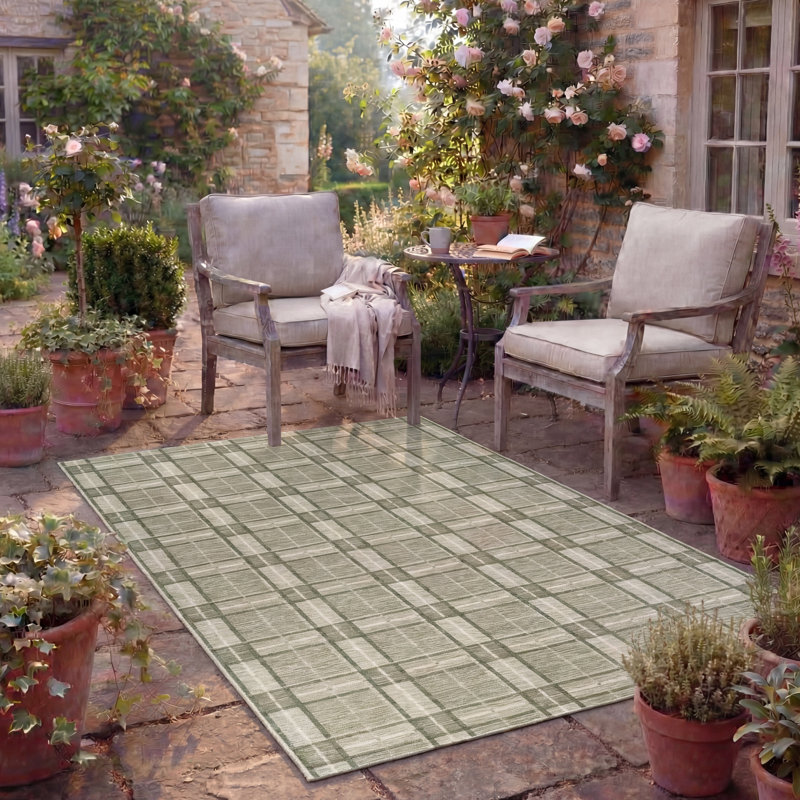 Laura Ashley Doreen Indoor Outdoor Area Rug, 6' x 9', Green