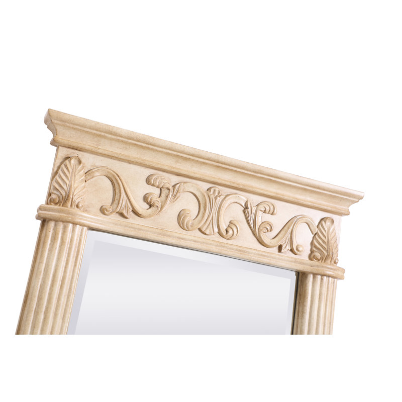Aurillac Traditional Beveled Bathroom/Vanity Mirror, 30" H x 21" W, Tan